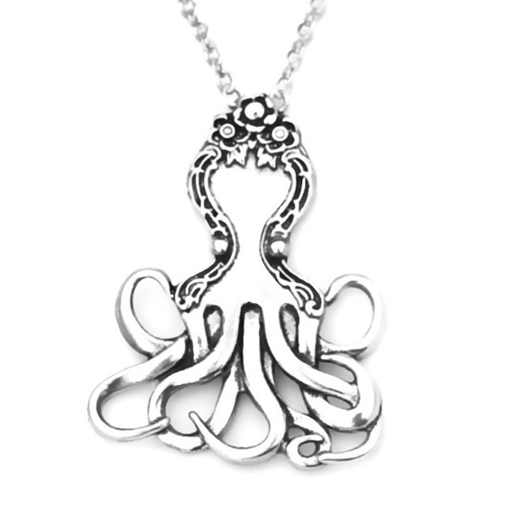 “Vintage Fork Octopus” Silverware Spoon Squid Octopod Kraken Tentacles Necklace - Picture 2 of 14